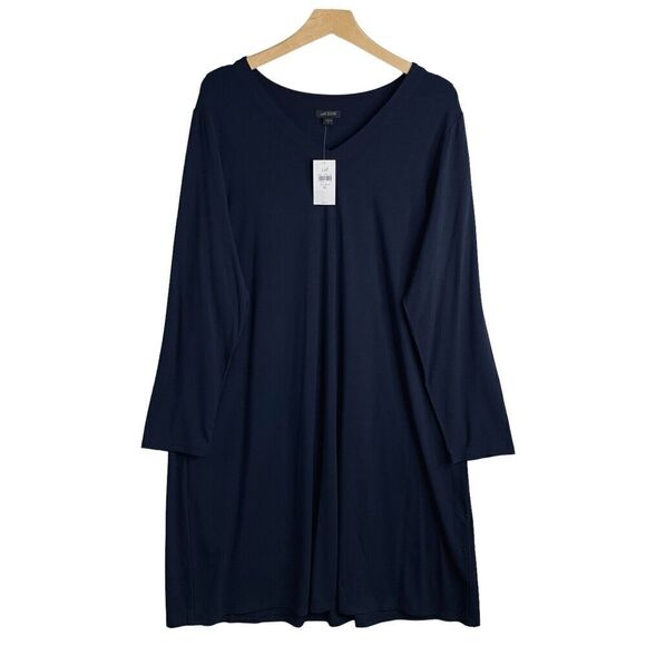 J Jill Navy V Neck Long Sleeve T-Shirt Shift Dress Womens Size XL NWT $99 - Picture 1 of 9